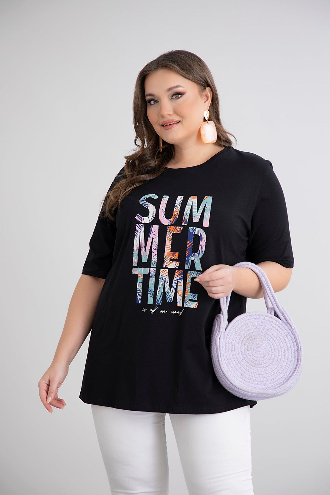 Pametna pamučna majica za ljeto s kratkim rukavima - dostupna u velikim veličinama.