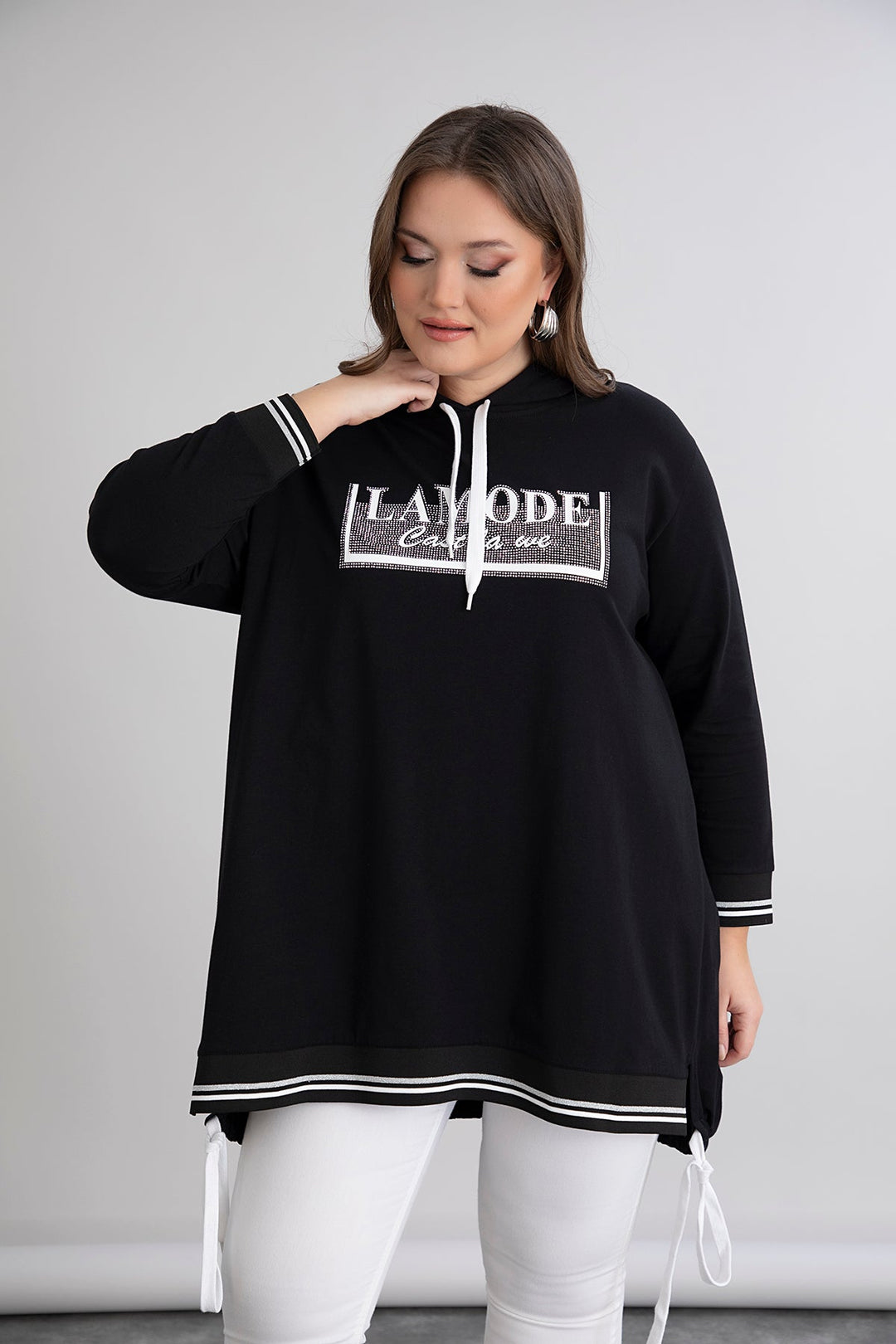 Tunika s kapuljačom i vezivanjem - A-linija