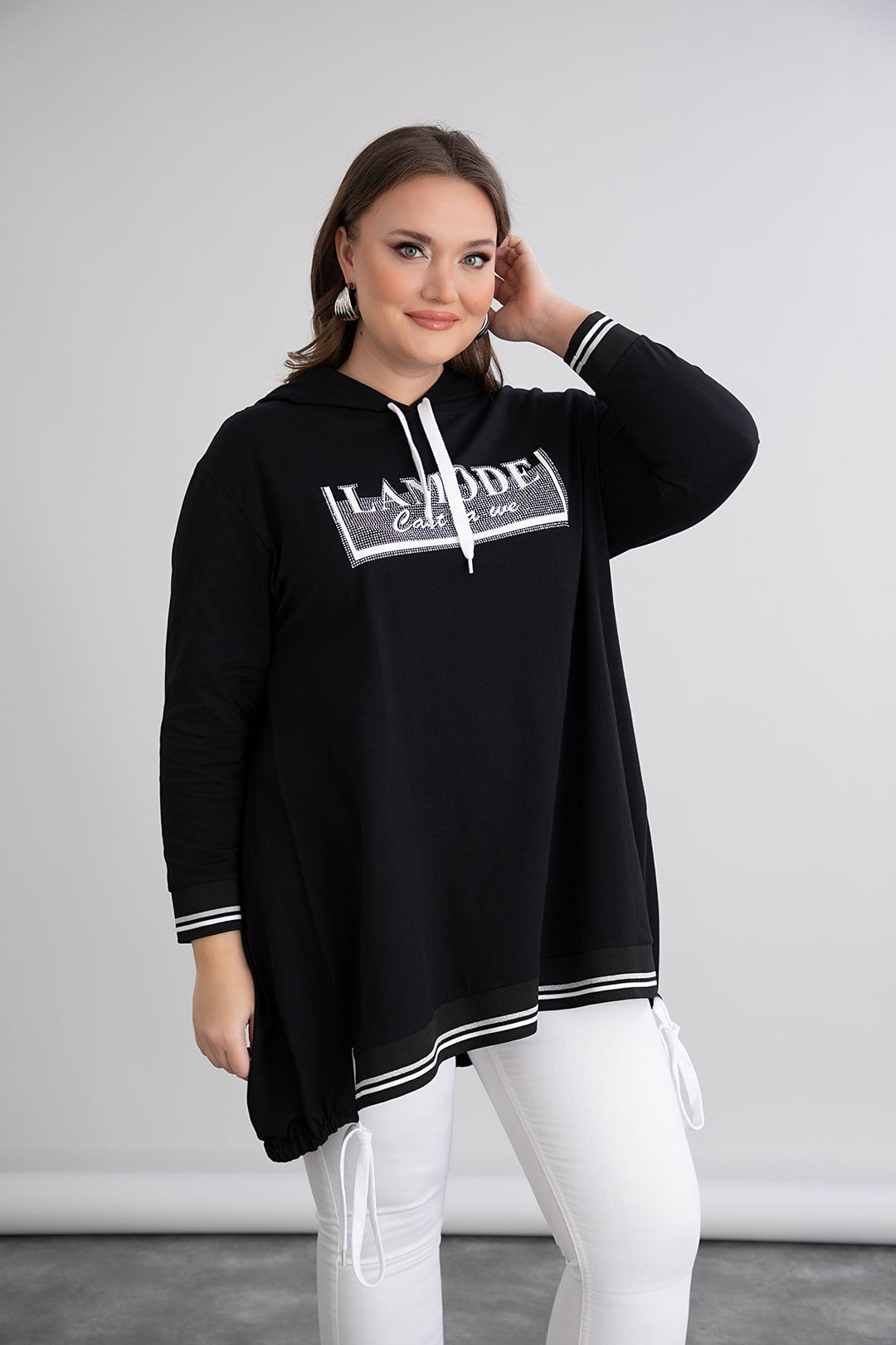 Tunika s kapuljačom i vezivanjem - A-linija