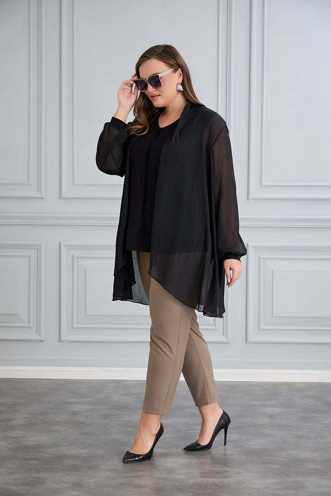 Elegantna tunika s topom - set od 2 dijela u velikim veličinama.