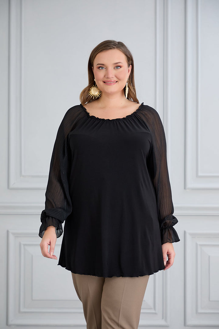 Tunika s elegantnim šifon rukavima u velikim veličinama