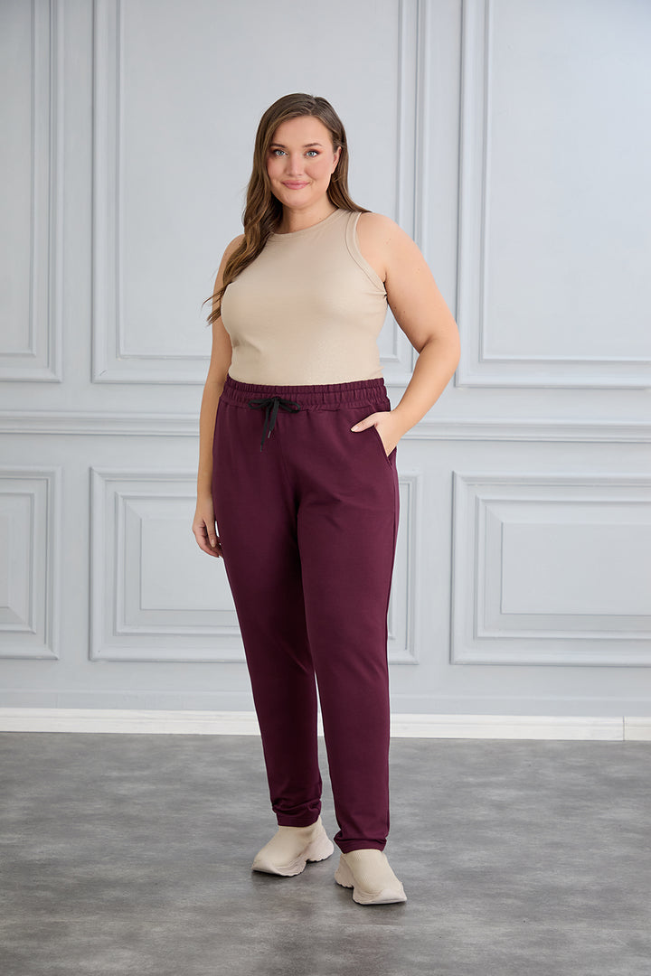 Sportske hlače bordo za punije zene