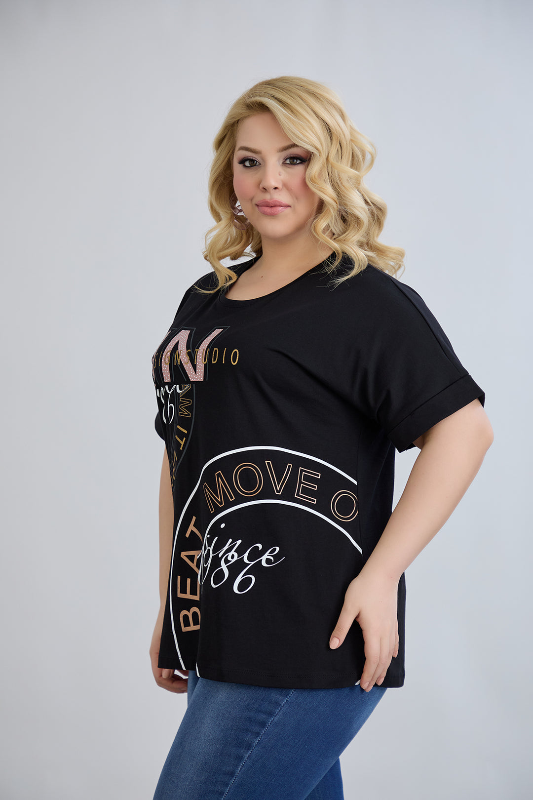 Pamučna majica s printom 1986 - Crna