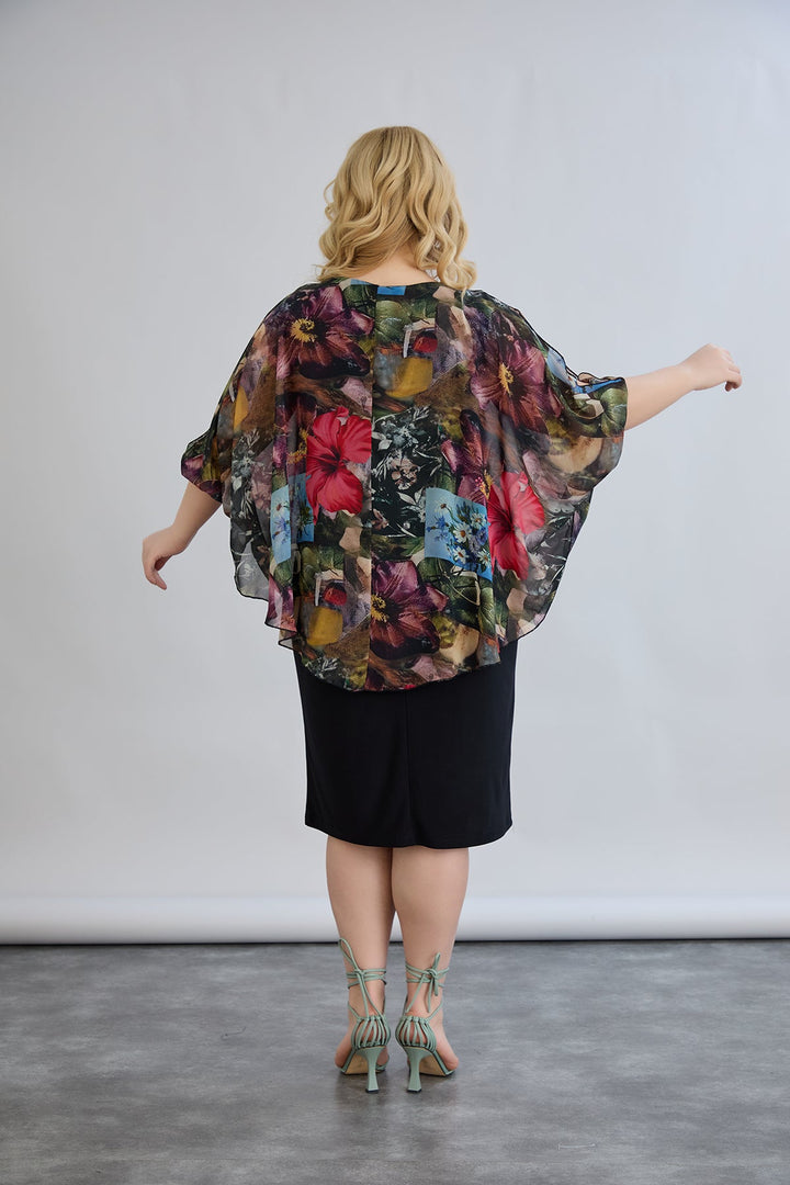 Haljina od šifona s naglaskom na ramenima - Bordo