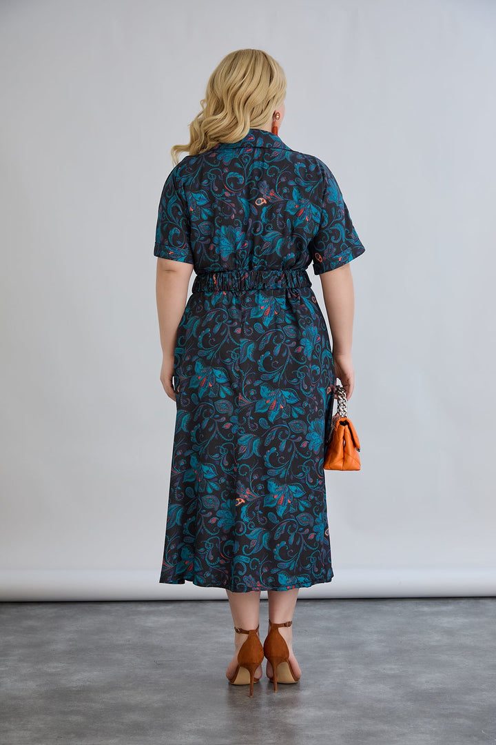 Cvjetna haljina s remenom od viskoze