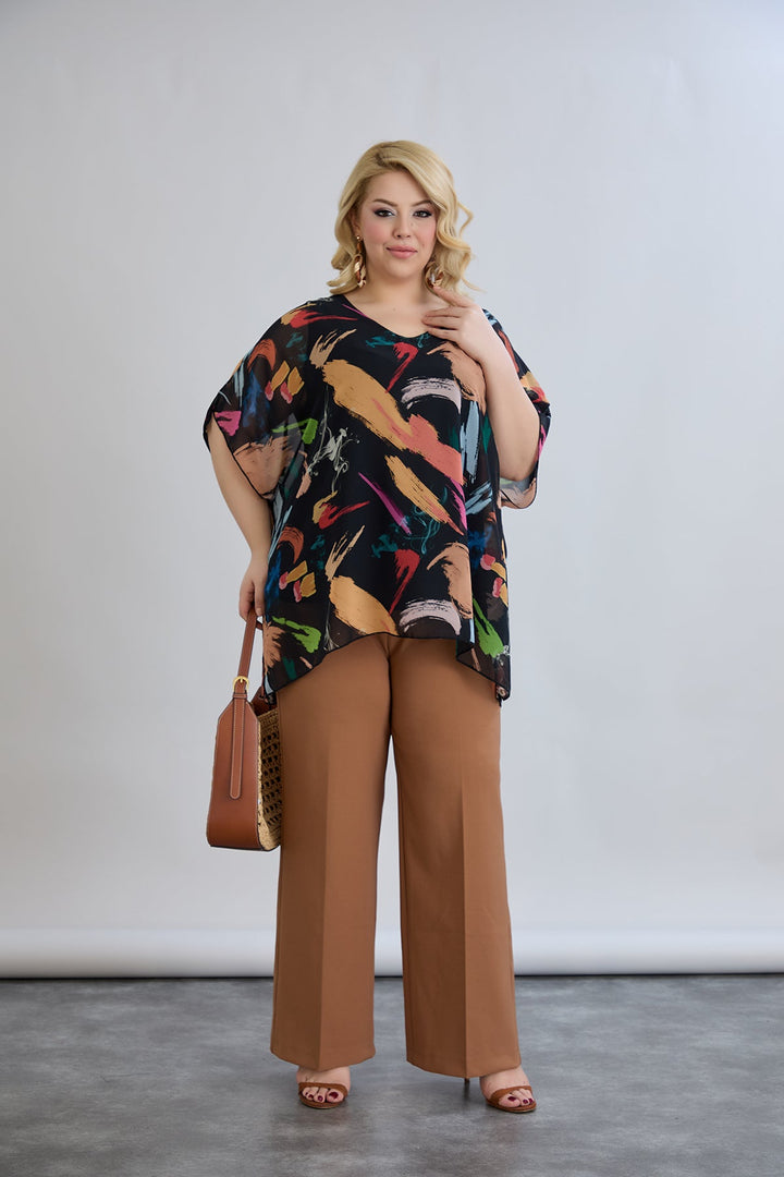 Bluza od fantastičnog šifona s pamučnom podstavom - Crna