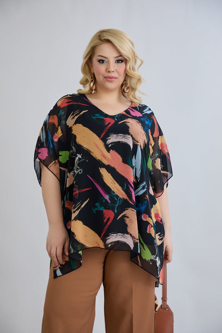 Bluza od fantastičnog šifona s pamučnom podstavom - Crna