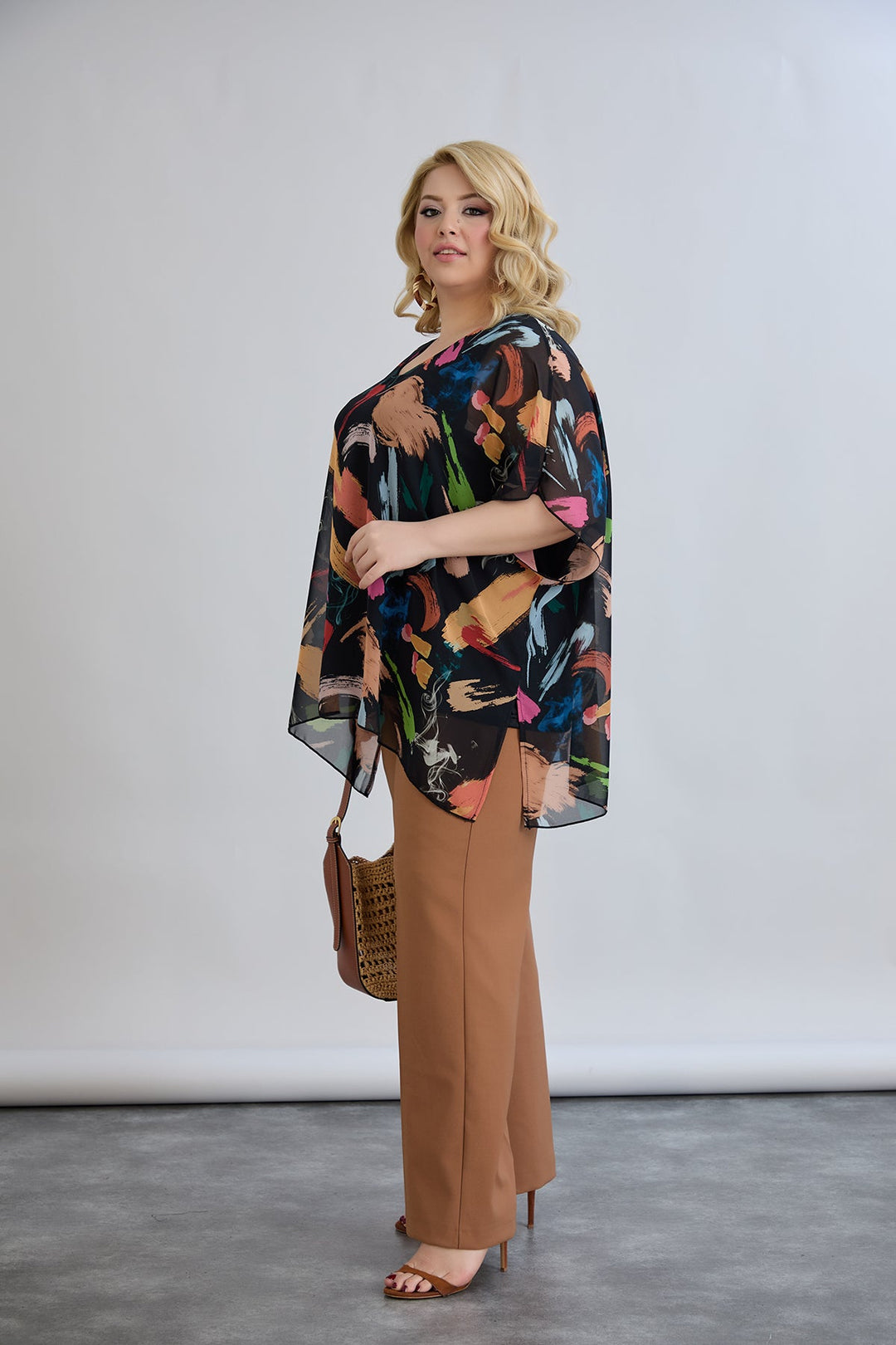 Bluza od fantastičnog šifona s pamučnom podstavom - Crna