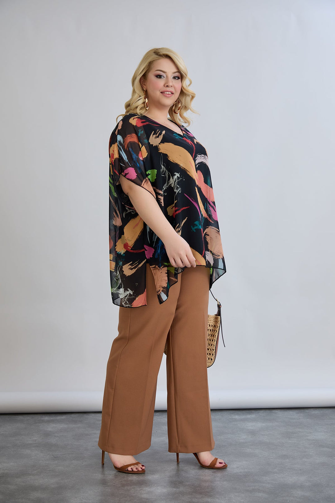 Bluza od fantastičnog šifona s pamučnom podstavom - Crna