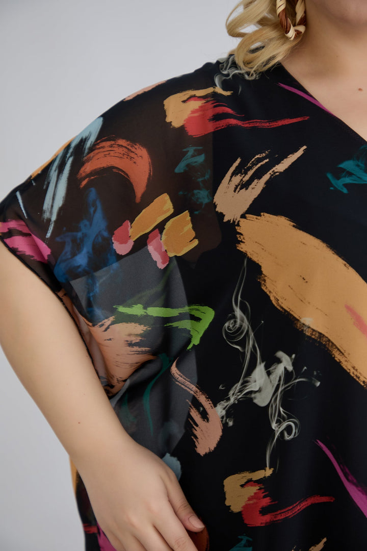 Bluza od fantastičnog šifona s pamučnom podstavom - Crna