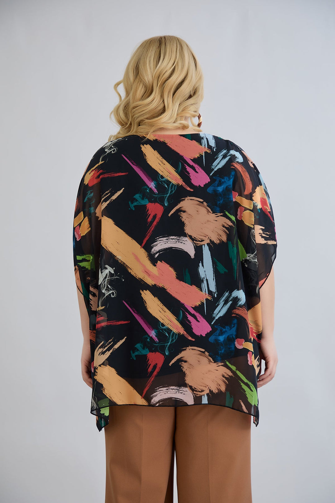 Bluza od fantastičnog šifona s pamučnom podstavom - Crna