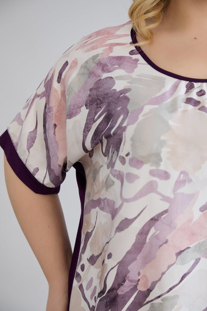 Bluza s uzorkom i leđima od viskoze - Ljubičasta pastelna