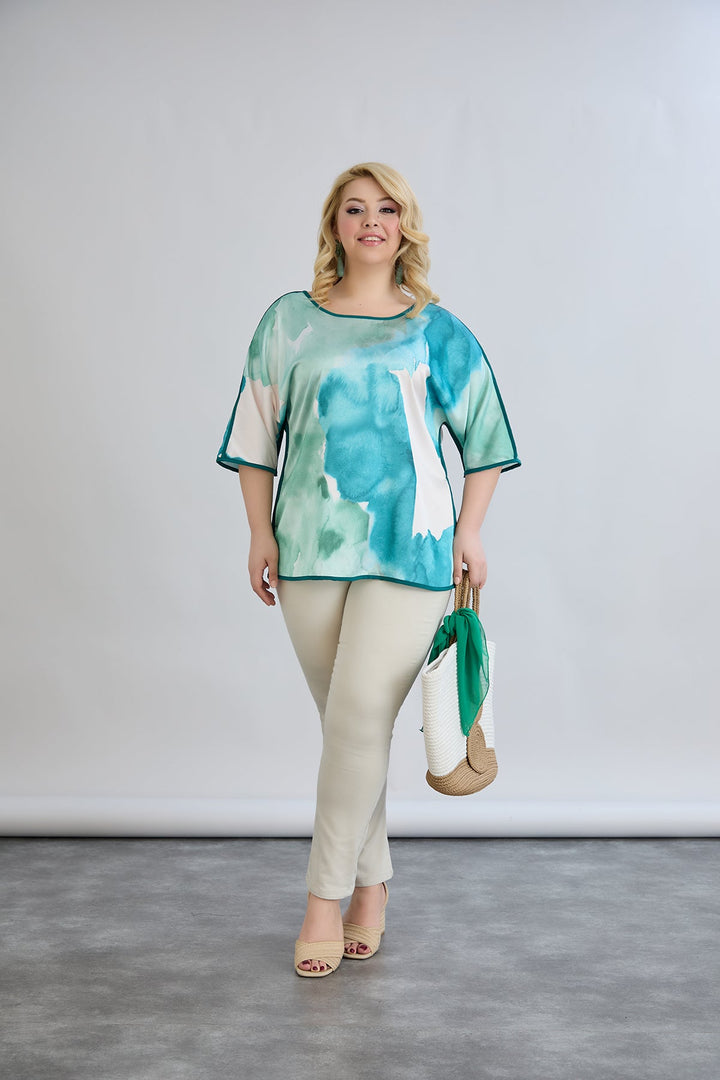 Bluza s kratkim rukavima s naglaskom na leđima - Mediteran