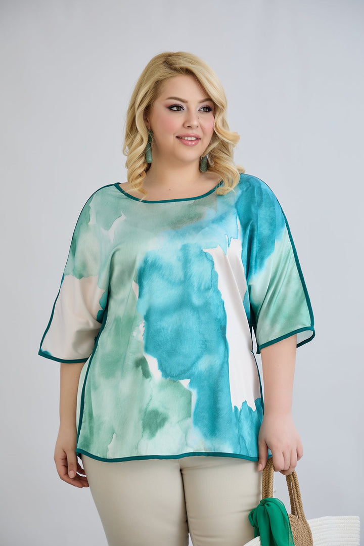 Bluza s kratkim rukavima s naglaskom na leđima - Mediteran