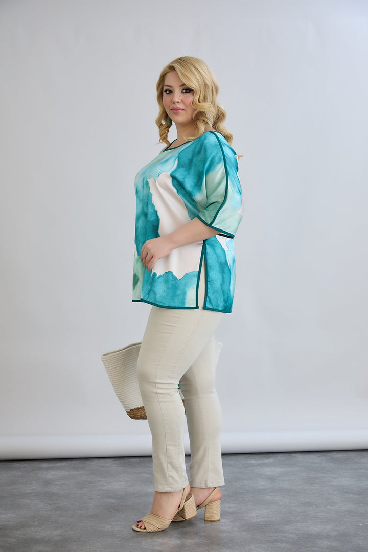 Bluza s kratkim rukavima s naglaskom na leđima - Mediteran