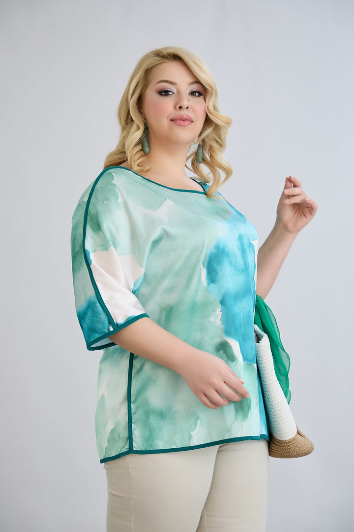 Bluza s kratkim rukavima s naglaskom na leđima - Mediteran