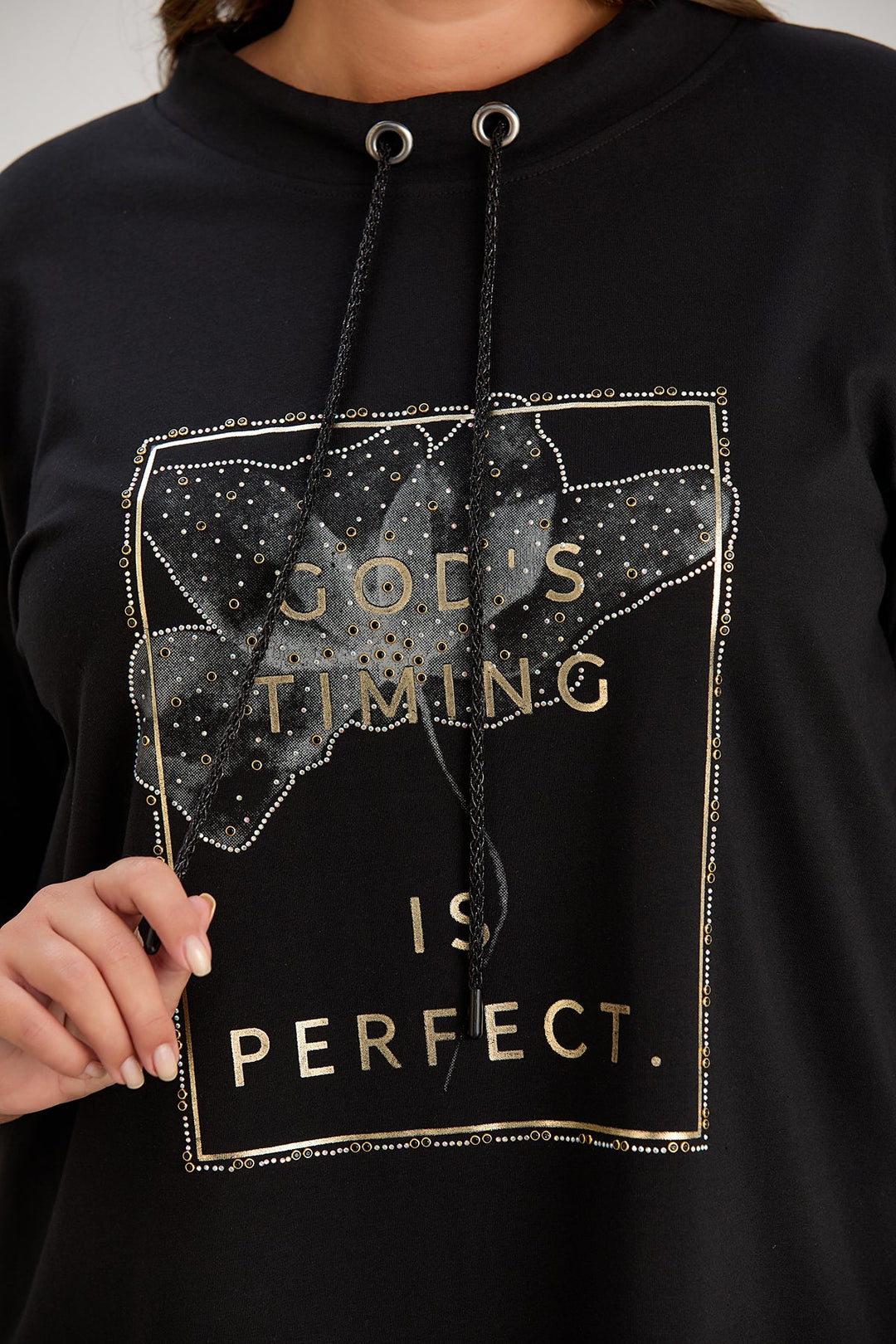 Pamučna tunika s dugim rukavima i printom Veći brojevi