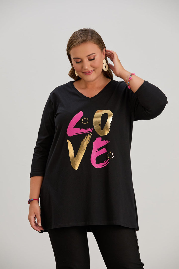 Impresivna pamučna tunika s printom LOVE