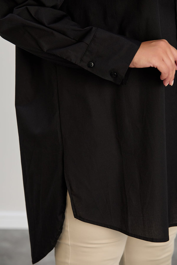 Duga pamučna košulja - crna