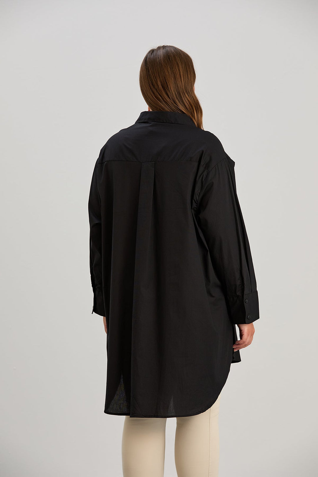 Duga pamučna košulja - crna