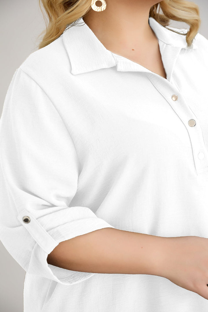 Košulja s 3/4 rukavima i dugmadi - Bijela