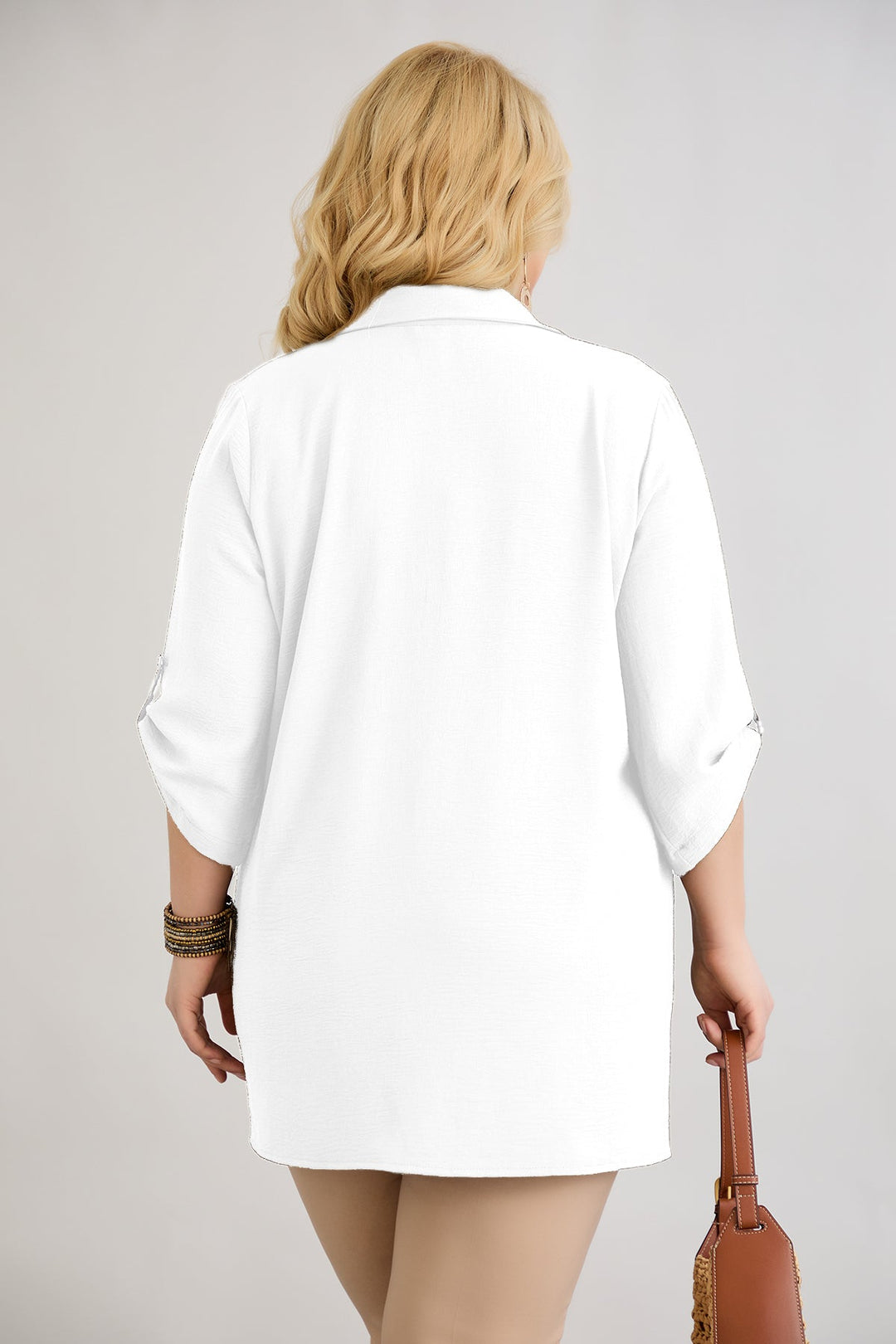 Košulja s 3/4 rukavima i dugmadi - Bijela