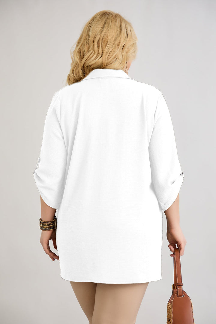 Košulja s 3/4 rukavima i dugmadi - Bijela