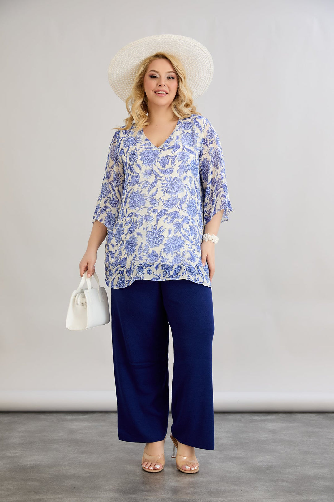 Cvjetna bluza od šifona s 3/4 rukavima