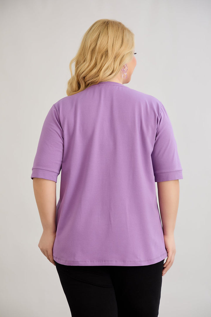 Pamukasta majica s 3/4 rukavima - Ljubičasta