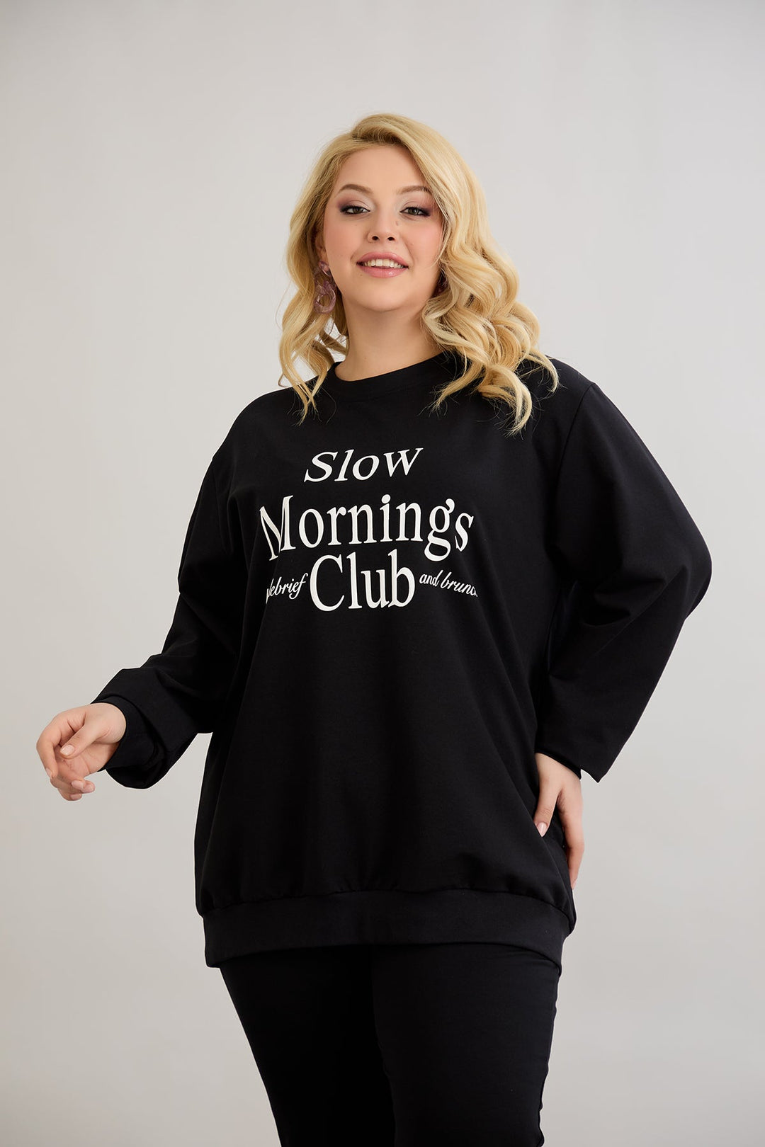 Pamučna bluzica s natpisom - Slow morning