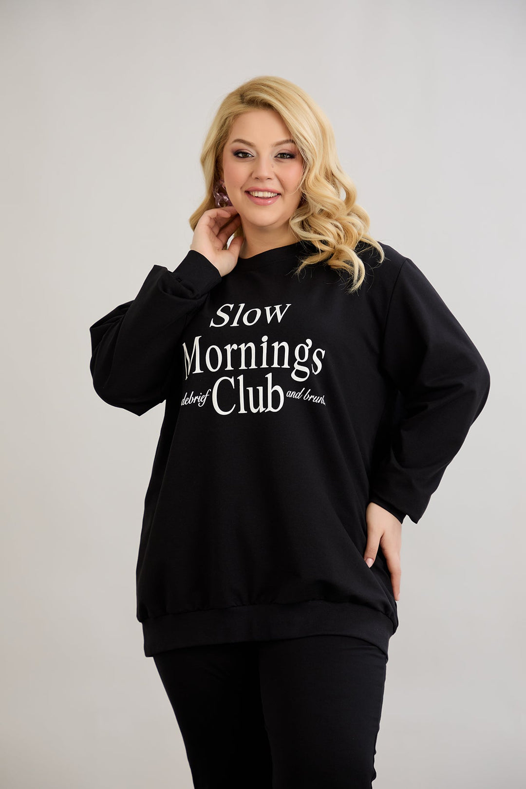 Pamučna bluzica s natpisom - Slow morning