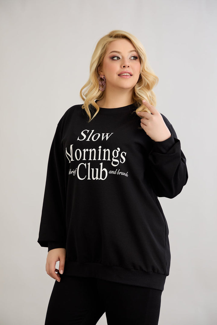 Pamučna bluzica s natpisom - Slow morning