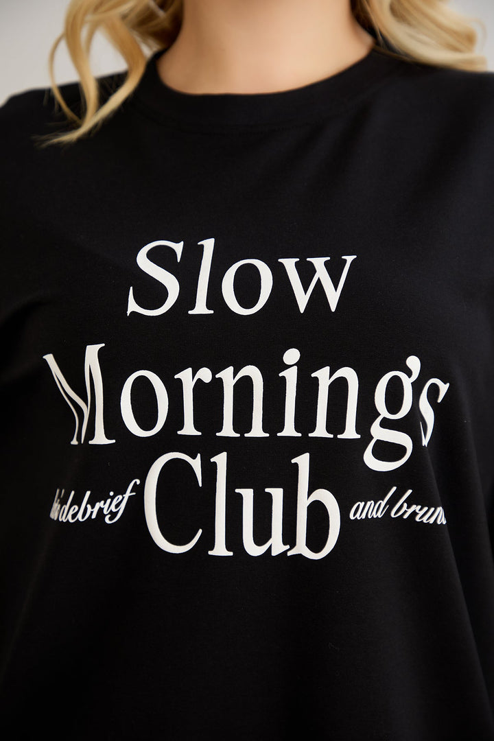 Pamučna bluzica s natpisom - Slow morning