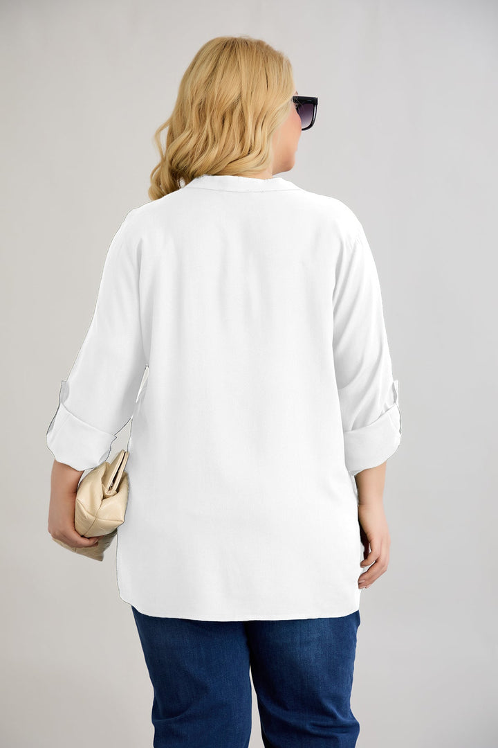 Bluza od viskoze s patentnim zatvaračem na dekolteu - Bijela