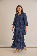 Ekskluzivna duga haljina s volanima od šifona - Plava