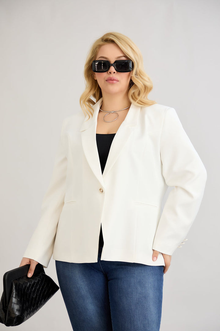 Elegantno i moderno sako s podstavom - Bijelo u velikim veličinama
