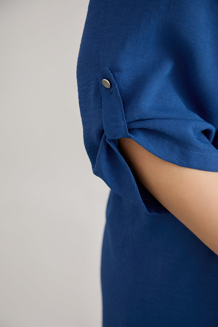 Košulja s 3/4 rukavima i gumbima - Plava