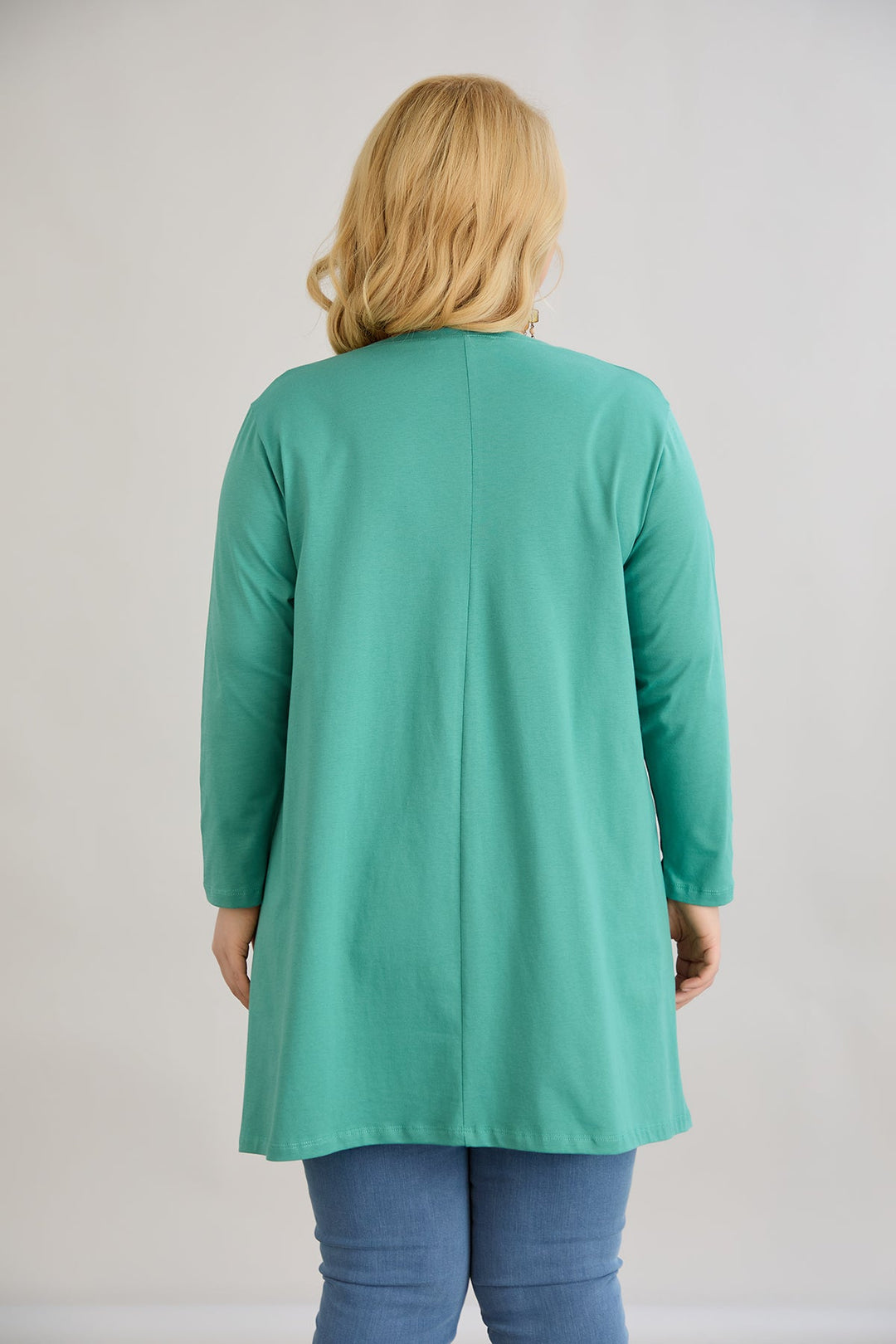 Tunika A-linija s cvjetnim uzorkom i kamenčićima - morsko zelena