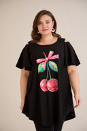 Ljetna pamučna tunika s printom sa cvjetnim printom - cherry