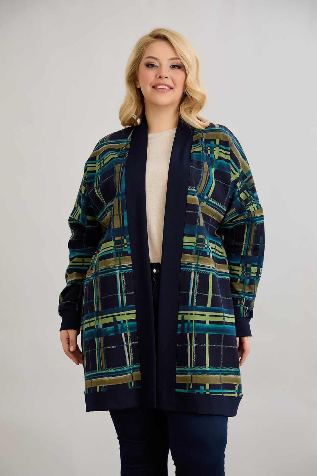 Lagani pamučni kardigan bez kopčanja za proljetne dane - Plava