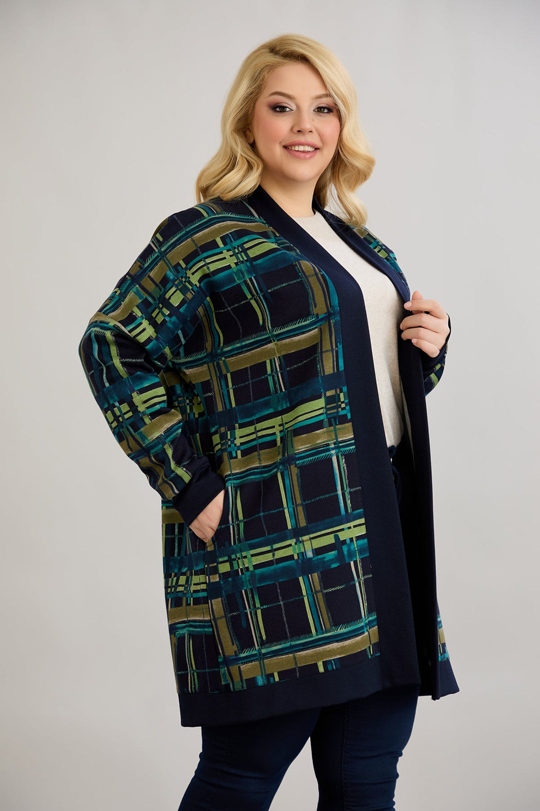 Lagani pamučni kardigan bez kopčanja za proljetne dane - Plava