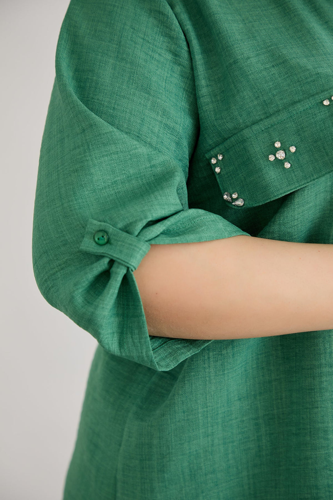 Košulja kratkih rukava sa kamenčićima u 5 boja - Zelena