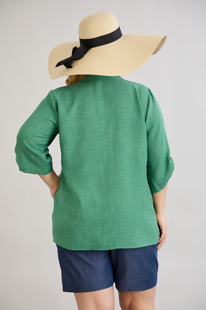 Košulja kratkih rukava sa kamenčićima u 5 boja - Zelena