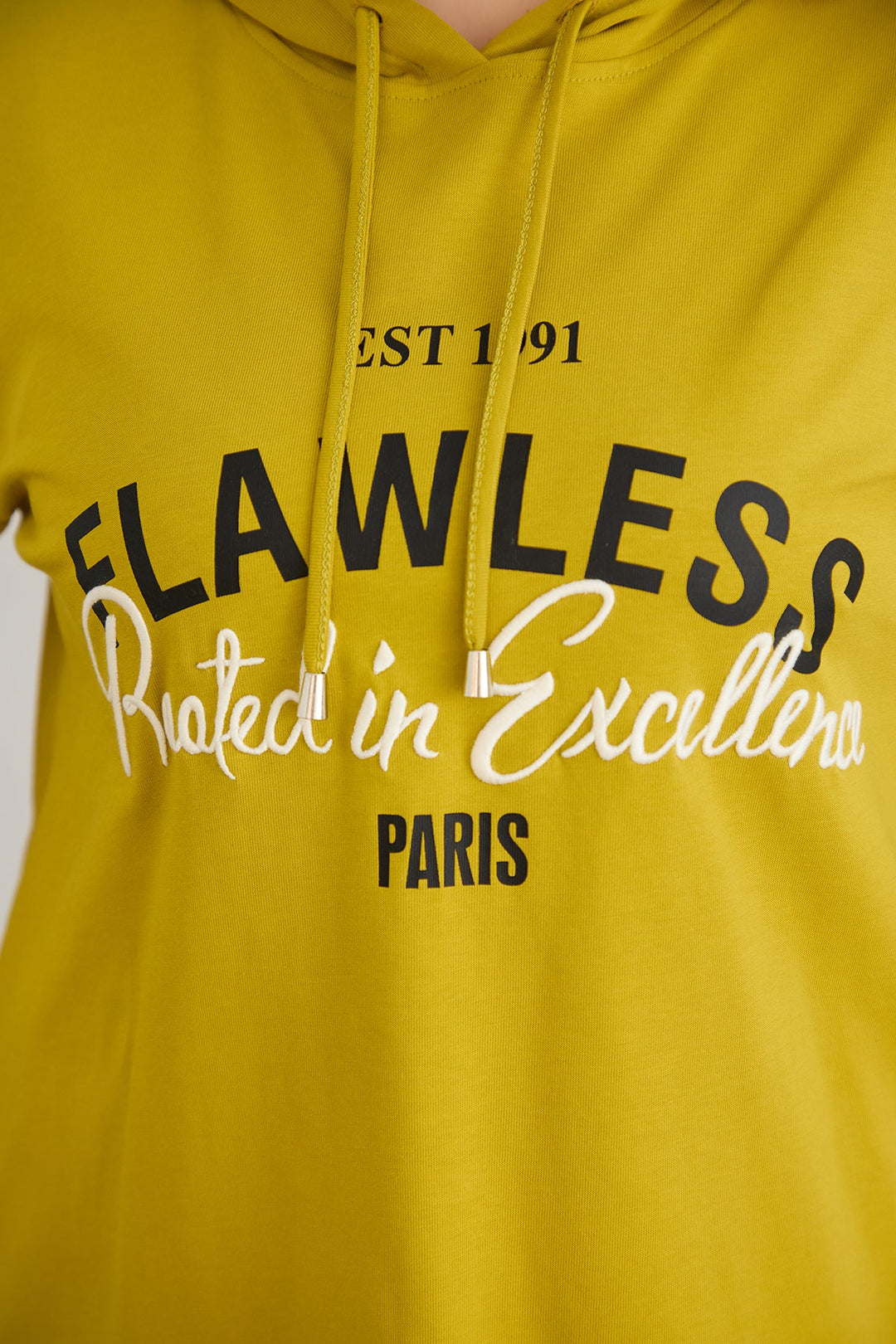 Pamučna tunika-haljina s natpisom Paris - boja gorušice