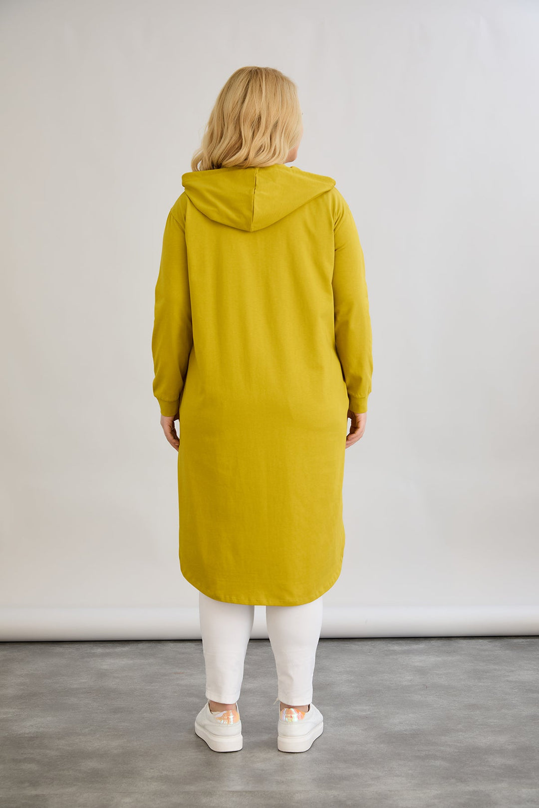 Pamučna tunika-haljina s natpisom Paris - boja gorušice