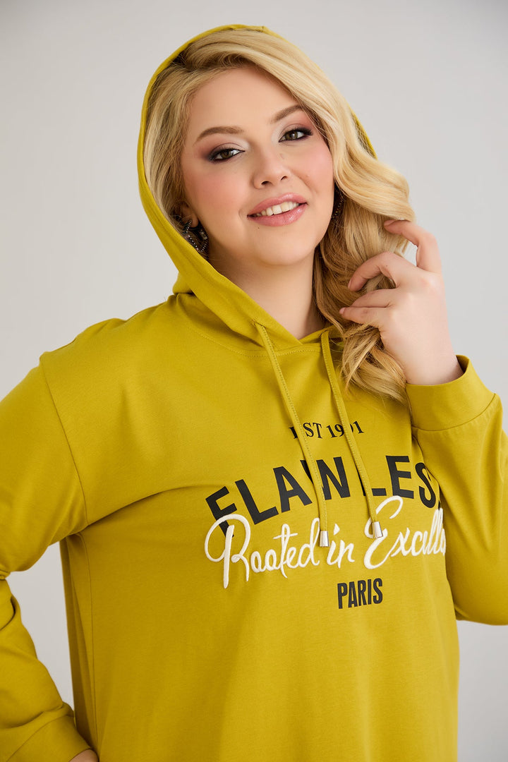 Pamučna tunika-haljina s natpisom Paris - boja gorušice