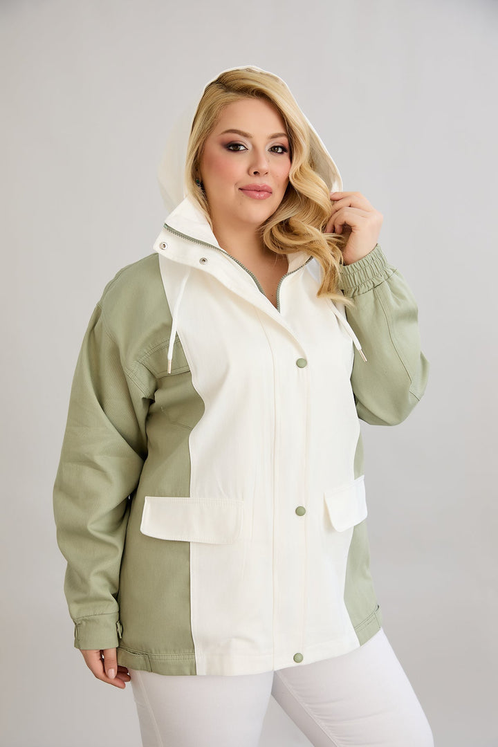 Proljetna jakna od pamuka s kapuljačom - dvobojna