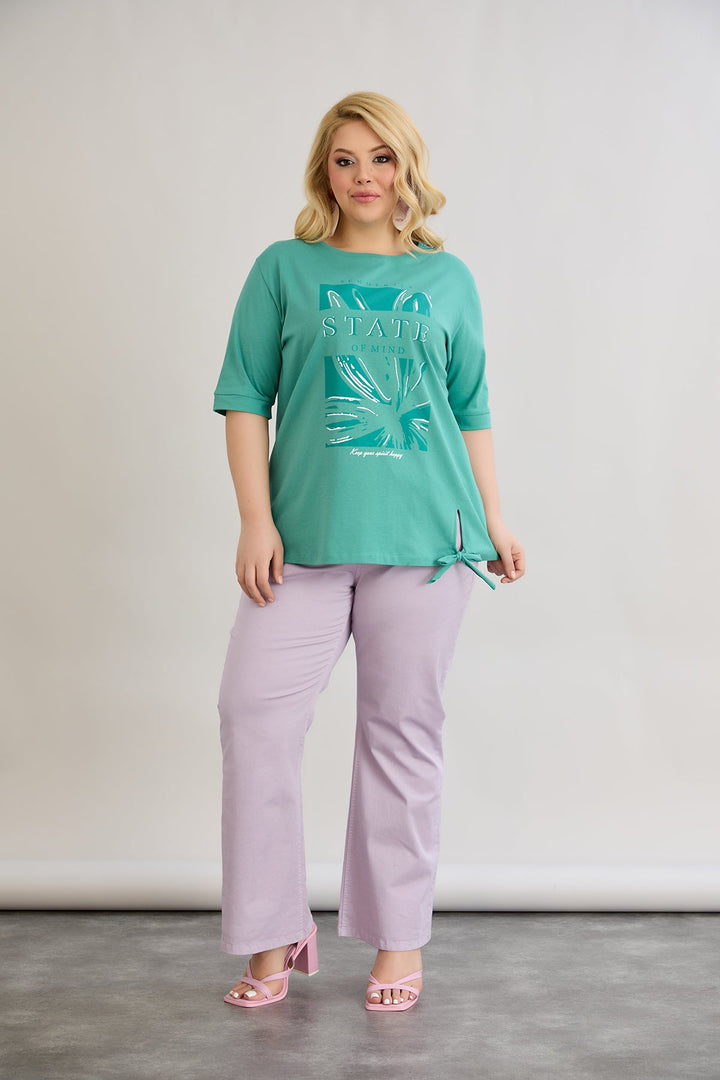 Pamućna majica s 3/4 rukavima - Zelena