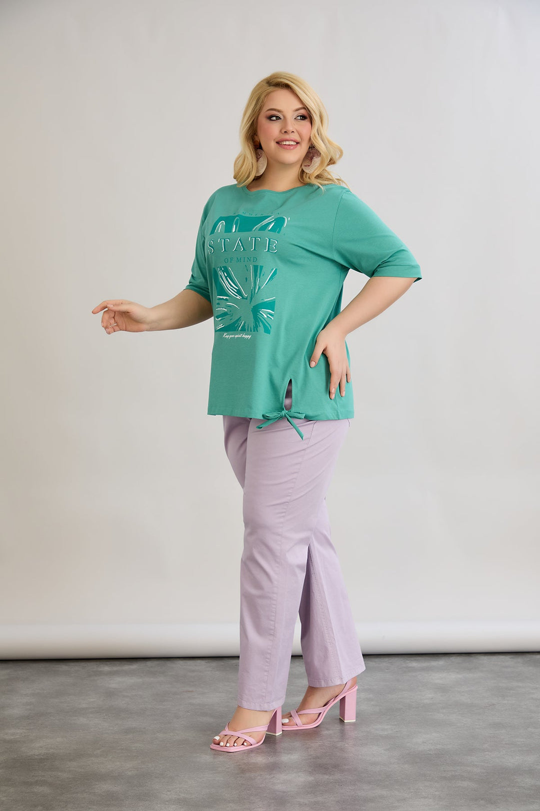 Pamućna majica s 3/4 rukavima - Zelena