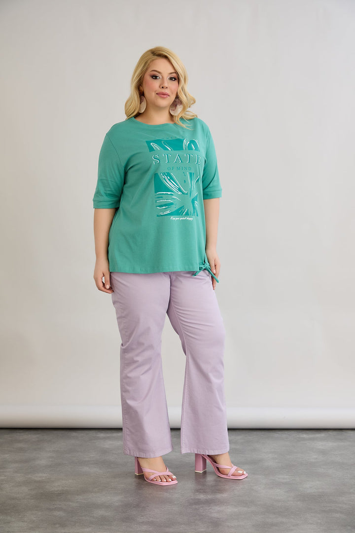 Pamućna majica s 3/4 rukavima - Zelena